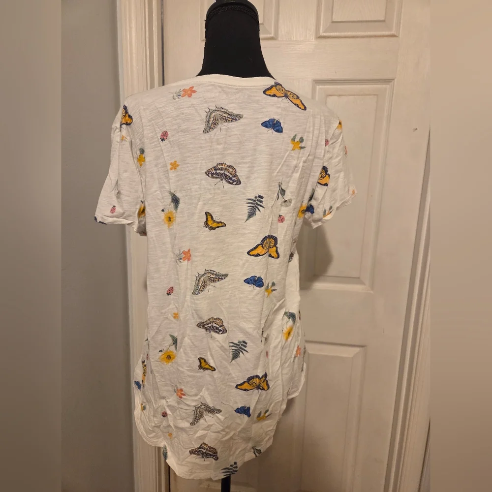 Lucky Brand White Floral Butterfly Tee - Picture 4 of 5